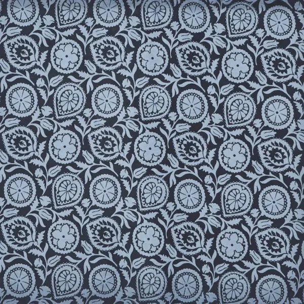 blue botanical jacquard fabric from Prestigious Textiles