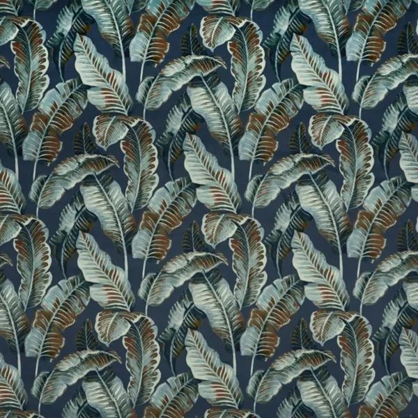 blue botanical velvet-chenille fabric from Prestigious Textiles
