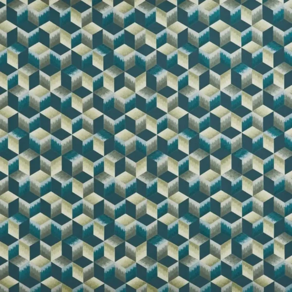 Luca Fabric - Peppermint by green geometric jacquard fabric from Prestigious Textiles