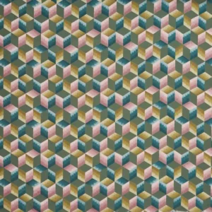 green geometric jacquard fabric from Prestigious Textiles