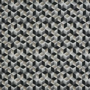 black-grey geometric jacquard fabric from Prestigious Textiles
