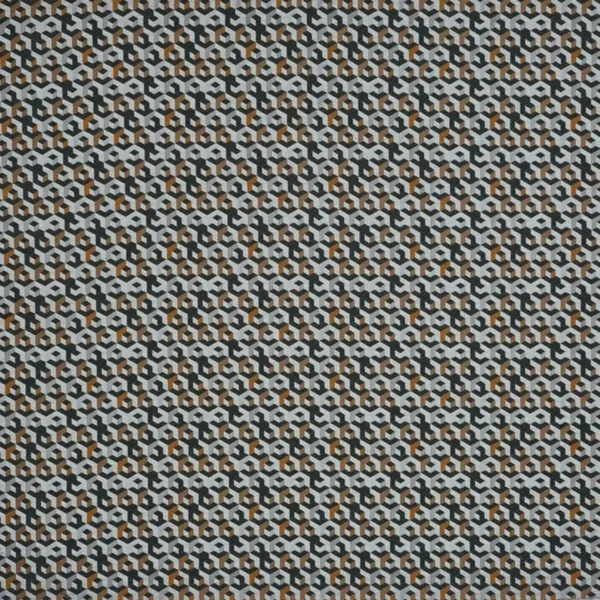 Theo Fabric - Honey by black-grey geometric jacquard fabric from Prestigious Textiles