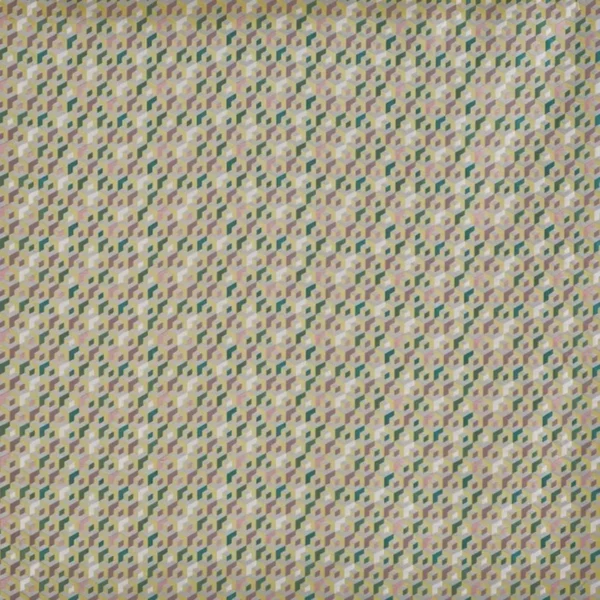 Theo Fabric - Dragonfly by green geometric jacquard fabric from Prestigious Textiles