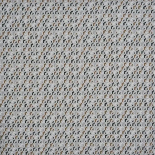 Theo Fabric - Flint by black-grey geometric jacquard fabric from Prestigious Textiles
