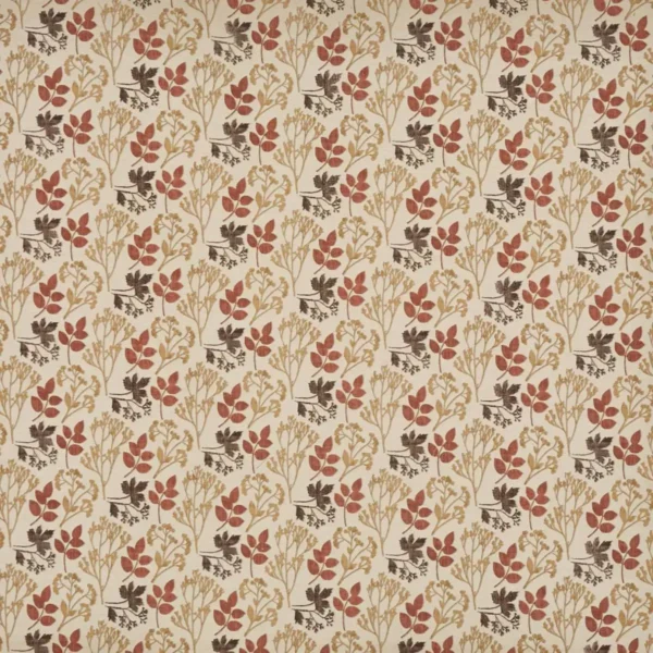 Elliot Fabric - Russet by multicolour botanical jacquard fabric from Prestigious Textiles
