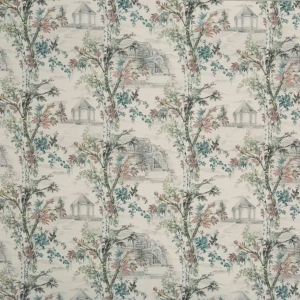 Arboretum Fabric - Rose Water by multicolour botanical cotton fabric from Prestigious Textiles