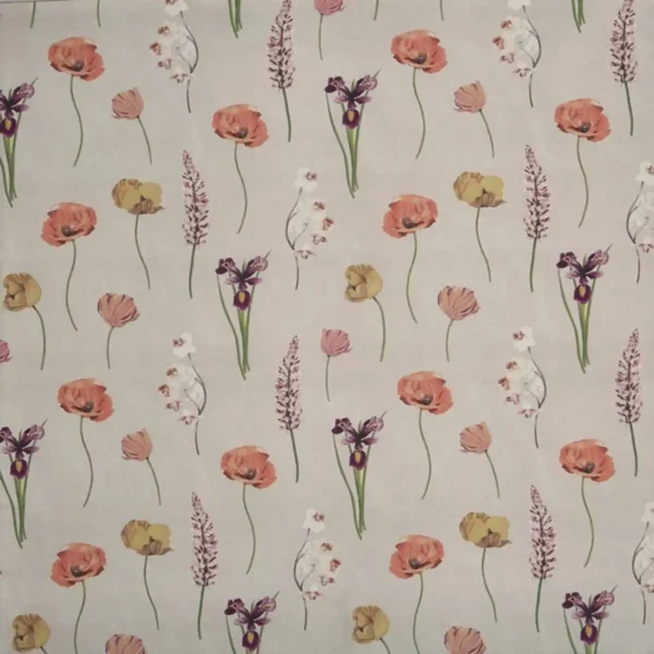 Flower Press Fabric - Peach Blossom by multicolour botanical cotton fabric from Prestigious Textiles