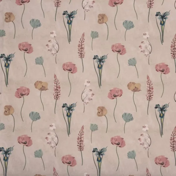 Flower Press Fabric - Rose Water by multicolour botanical cotton fabric from Prestigious Textiles