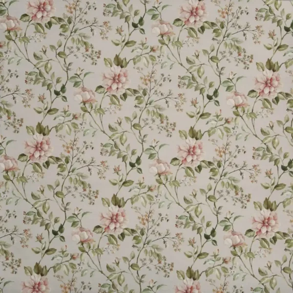 Fragrant Fabric - Peach Blossom by multicolour botanical cotton fabric from Prestigious Textiles