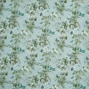 blue botanical cotton fabric from Prestigious Textiles