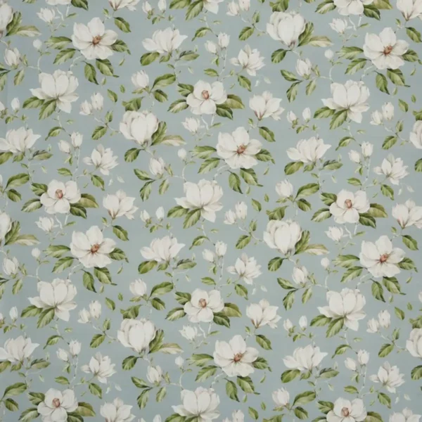 Magnolia Fabric - Porcelain by blue botanical cotton fabric from Prestigious Textiles