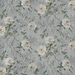 black-grey botanical cotton fabric from Prestigious Textiles