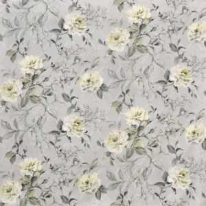black-grey botanical cotton fabric from Prestigious Textiles