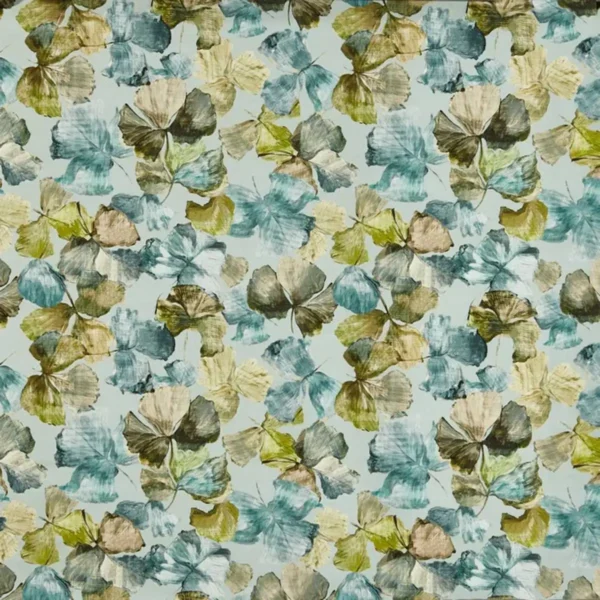 blue botanical cotton fabric from Prestigious Textiles