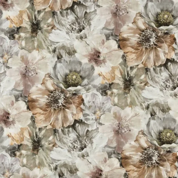 Lani Fabric - Amber by black-grey botanical cotton fabric from Prestigious Textiles
