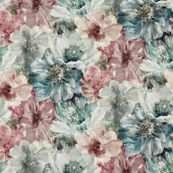 Lani Fabric - Moonstone by green botanical cotton fabric from Prestigious Textiles