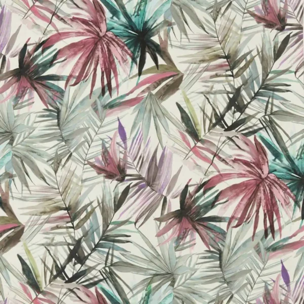 Waikiki Fabric - Hibiscus by green botanical cotton fabric from Prestigious Textiles