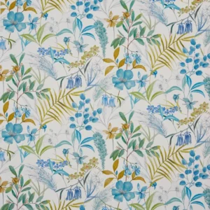 blue botanical cotton fabric from Prestigious Textiles