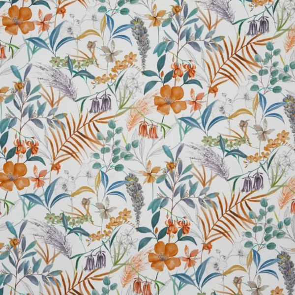 Honeysuckle Fabric - Honey by multicolour botanical cotton fabric from Prestigious Textiles