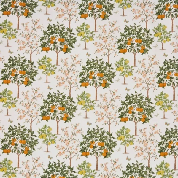 Lemon Grove Fabric - Pear by green botanical cotton fabric from Prestigious Textiles