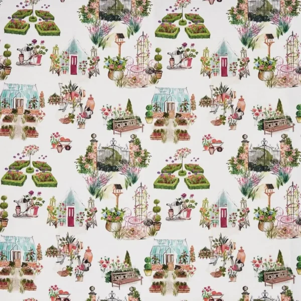 Potting Shed Fabric - Sweetpea by multicolour misc cotton fabric from Prestigious Textiles
