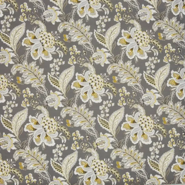 Westbury Fabric - Pebble by black-grey botanical cotton fabric from Prestigious Textiles