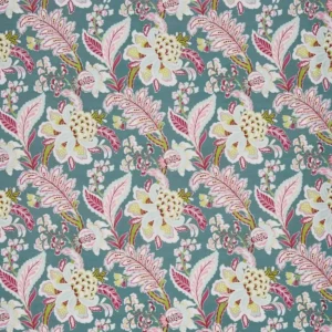 blue botanical cotton fabric from Prestigious Textiles