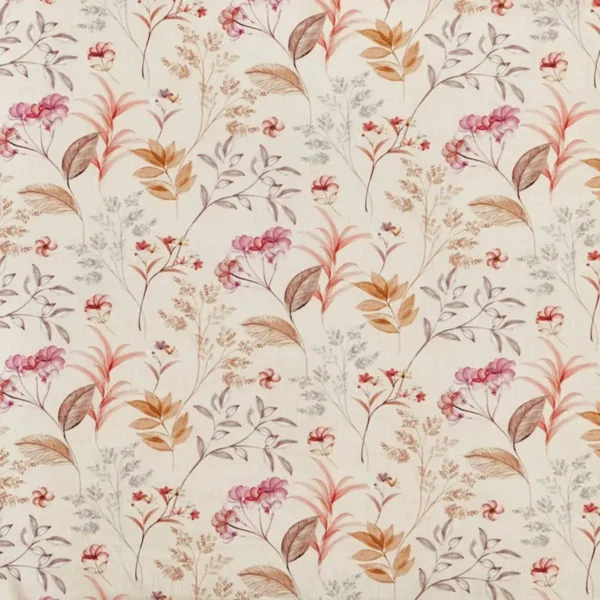 Verbena Fabric - Rhubarb by pink botanical printed fabric from Prestigious Textiles
