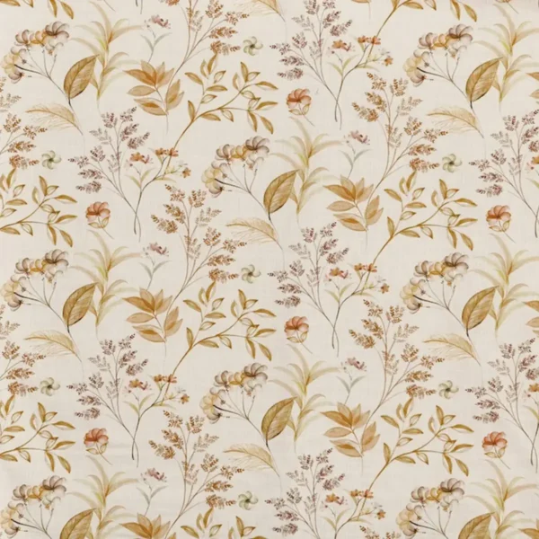 Verbena Fabric - Saffron by neutral botanical printed fabric from Prestigious Textiles