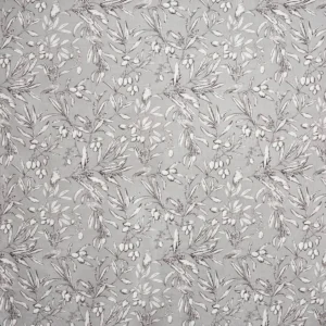 black-grey botanical cotton fabric from Prestigious Textiles