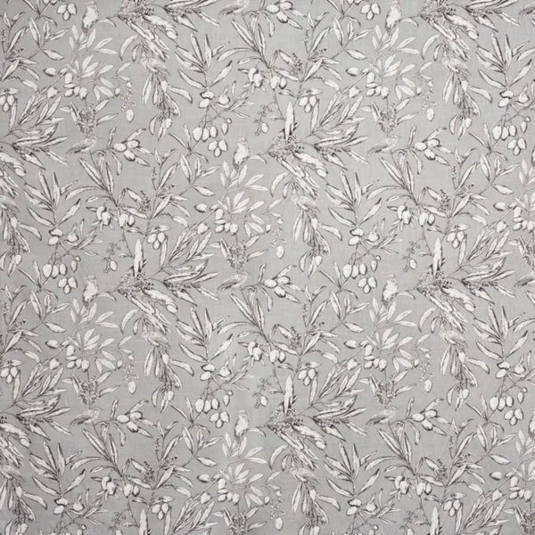 Aviary Fabric - Frost by black-grey botanical cotton fabric from Prestigious Textiles