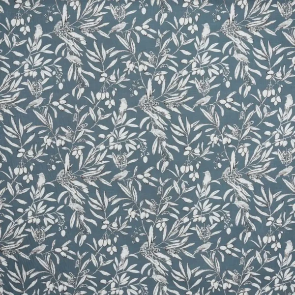 Aviary Fabric - Bluebell by blue botanical cotton fabric from Prestigious Textiles