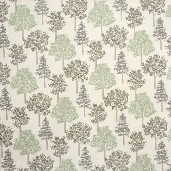 Coppice Fabric - Apple by green botanical cotton fabric from Prestigious Textiles