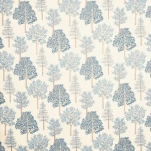 blue botanical cotton fabric from Prestigious Textiles