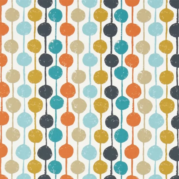 Taimi Fabric - Sulphur / Tangerine / Kingfi by blue retro cotton fabric from Scion