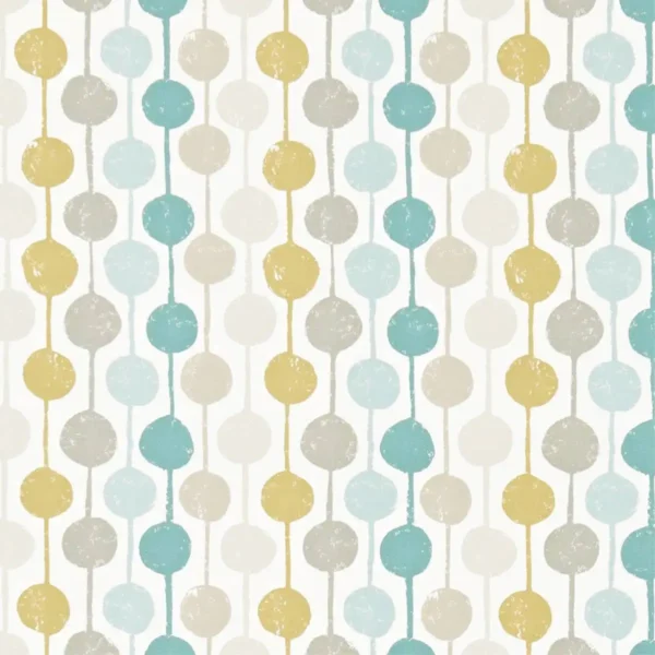 Taimi Fabric - Seaglass / Chalk / Honey by neutral retro cotton fabric from Scion