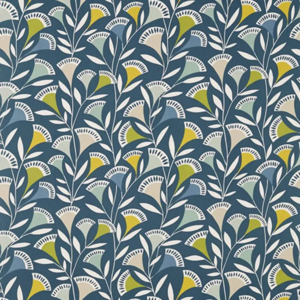Noukku Fabric - Mist / Kiwi / Midnight by blue contemporary cotton fabric from Scion