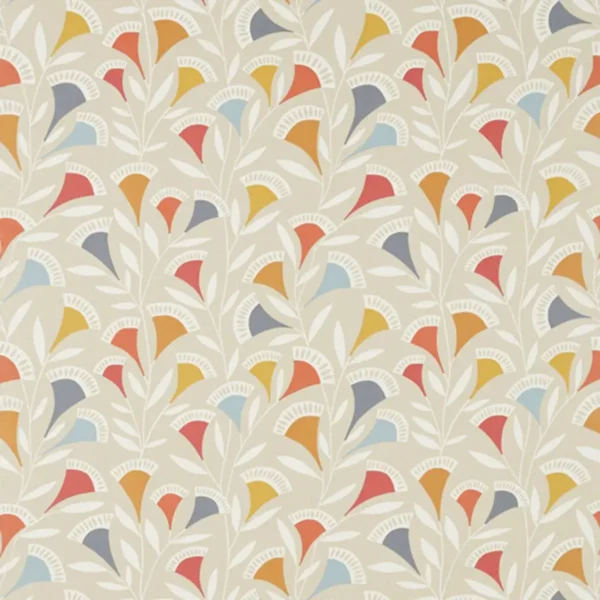 Noukku Fabric - Watermelon / Tangerine / Slate by brown contemporary cotton fabric from Scion