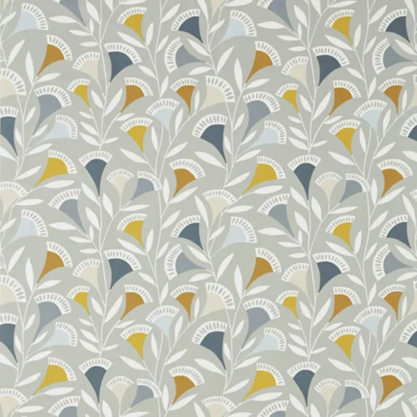 Noukku Fabric - Dandelion / Butterscotch / Charcoal by black-grey contemporary cotton fabric from Scion