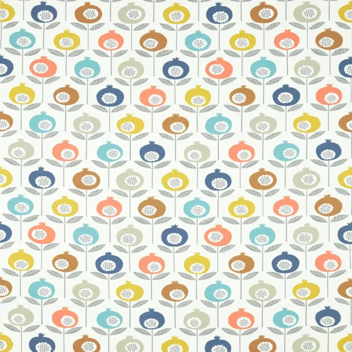 Pepino Fabric - Pink Grapefruit / Sunshine / Ink swatch
