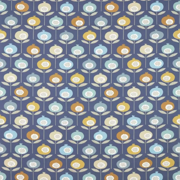 Pepino Fabric - Sky / Cinnamon / Ink by blue botanical cotton fabric from Scion