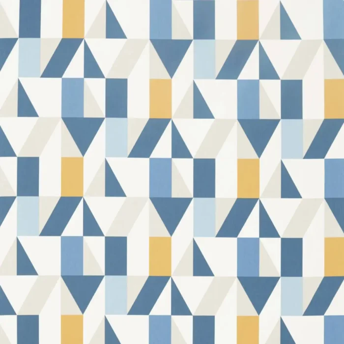 Nuevo Fabric - Indigo / Slate / Satsuma swatch