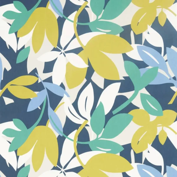Baja Fabric - Forest / Citrus / Electric Blue by multicolour contemporary cotton fabric from Scion