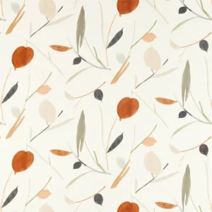 orange botanical cotton fabric from Scion