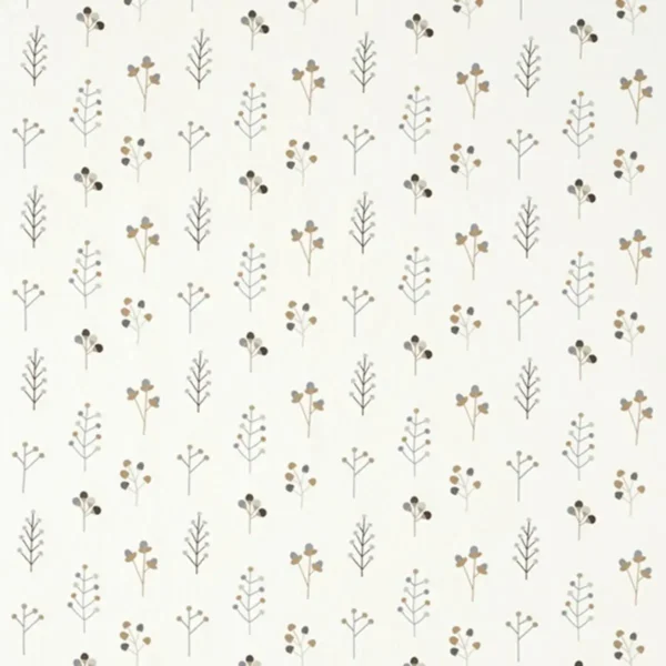Mukula Fabric - Slate / Biscuit / Charcoal by white contemporary embroideried fabric from Scion