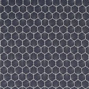 blue geometric embroideried fabric from Scion
