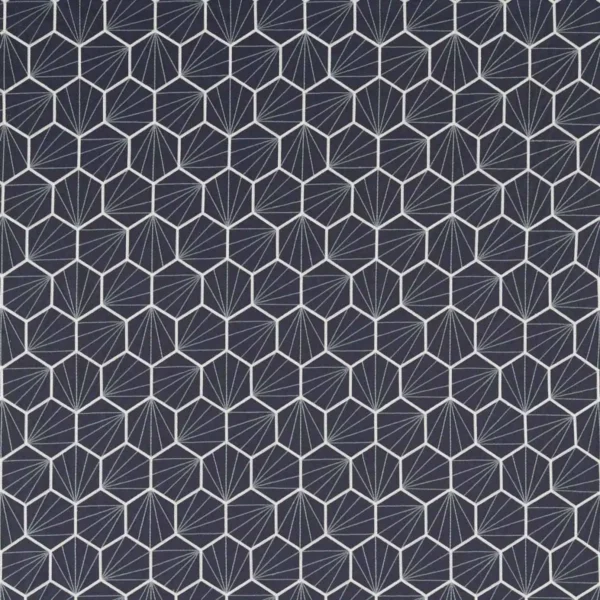 Aikyo Fabric - Midnight by blue geometric embroideried fabric from Scion