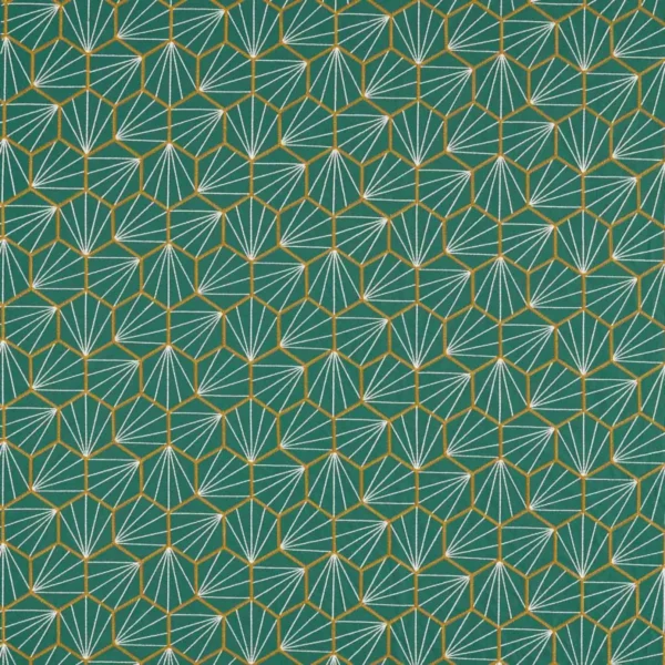 Aikyo Fabric - Forest by green geometric embroideried fabric from Scion