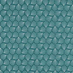 blue geometric embroideried fabric from Scion