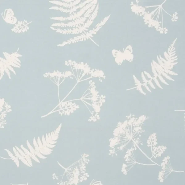 Moorland Fabric - Duck Egg by blue botanical cotton fabric from Studio G